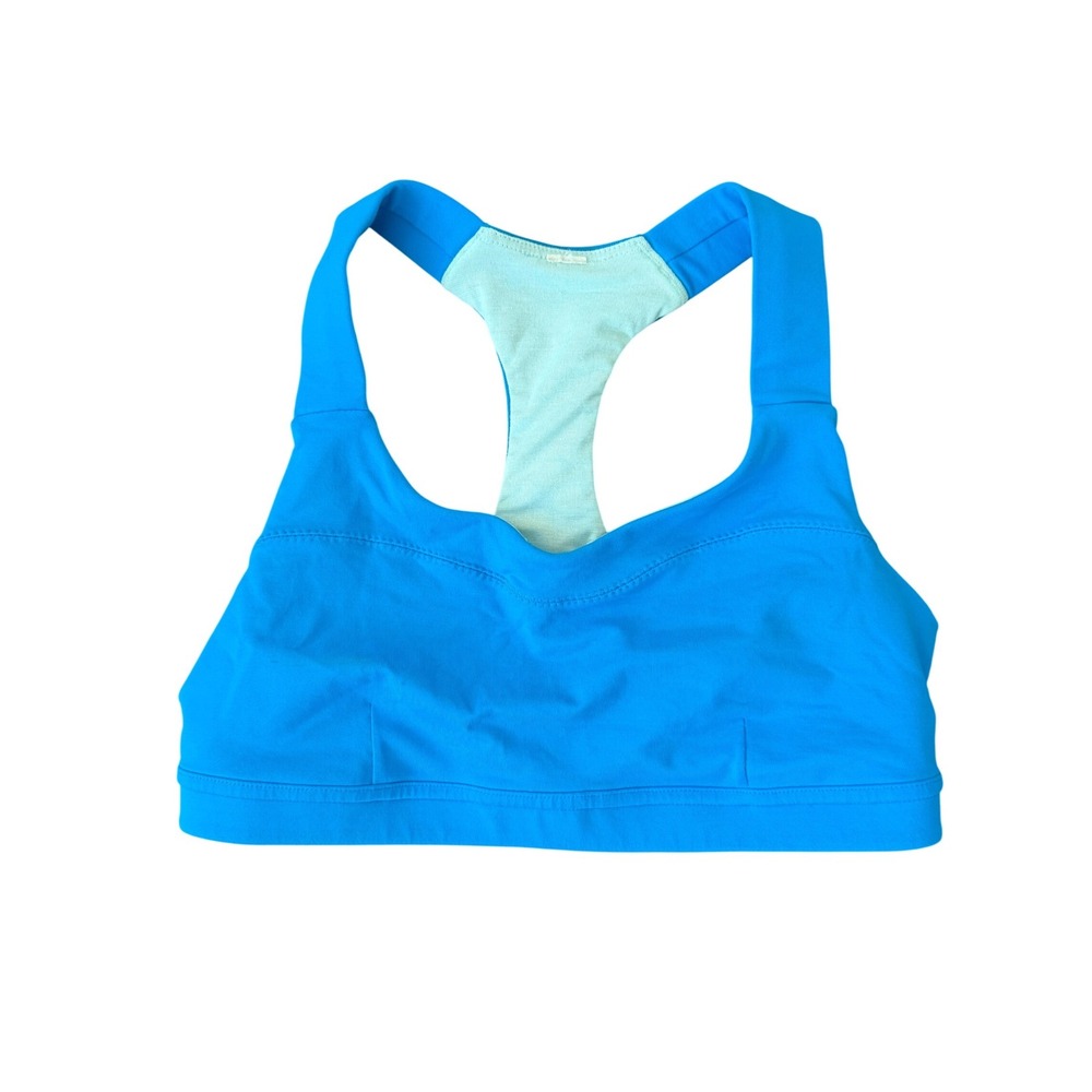 Lululemon Ta Ta Tamer Sports Bra Blue Mint Green‎ Size 4 Racerback High Impact